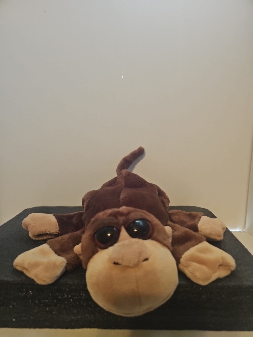 Caltoy 10" brown and tan plush monkey hand puppet with large, dark eyes
